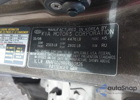 2009 Kia Rondo Lx z USA, uszkodzony, nr VIN KNAFG528097260826